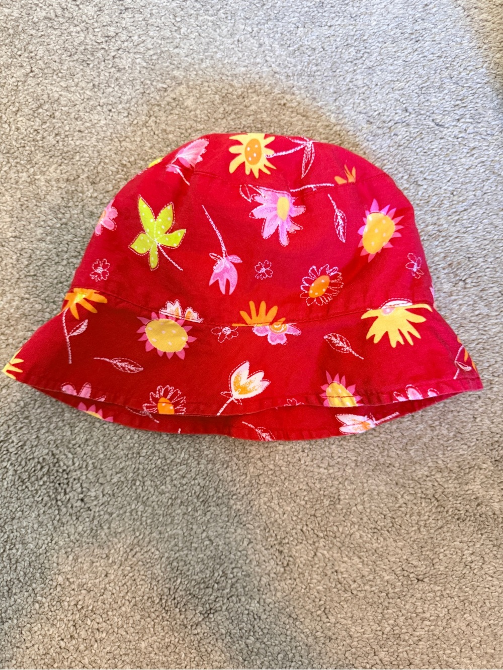 Red Floral Kids Sun Hat